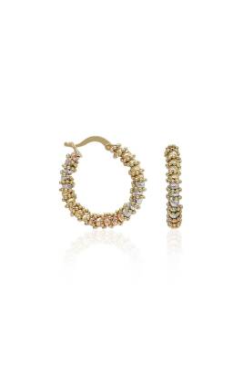 14 Ayar Altın Dorika Toplu Sarmal Halka Küpe - Diva