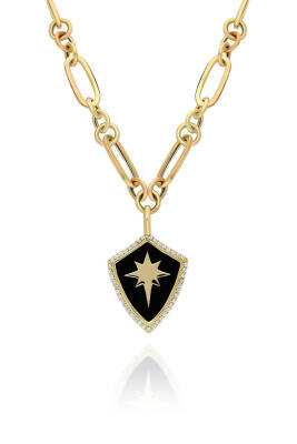 14 Ayar Altın Kutup Yıldızı Kalkan Kolye - Diva