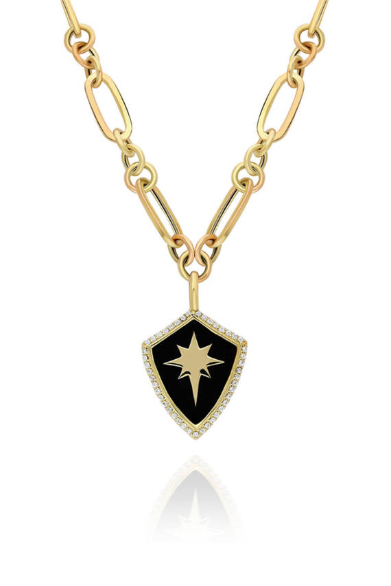 14 Ayar Altın Kutup Yıldızı Kalkan Kolye - 1
