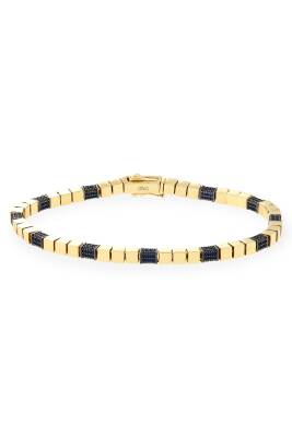 14 Ayar Altın Lacivert Taşlı Erkek Bileklik - Diva