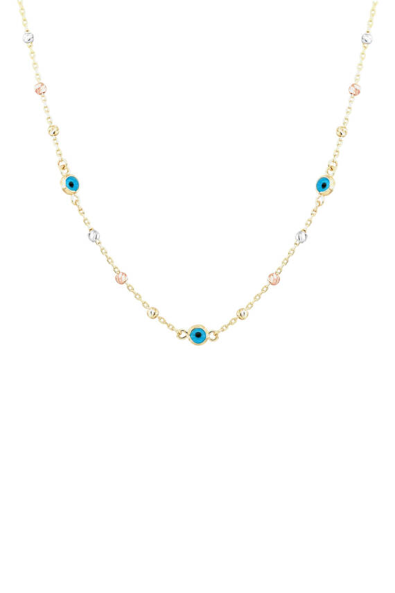 14 Ayar Altın Nazar Boncuklu Dorika Kolye - 1