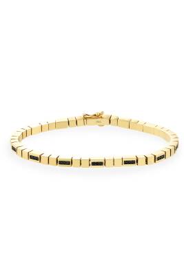 14 Ayar Altın Siyah Taşlı Erkek Bileklik - Diva