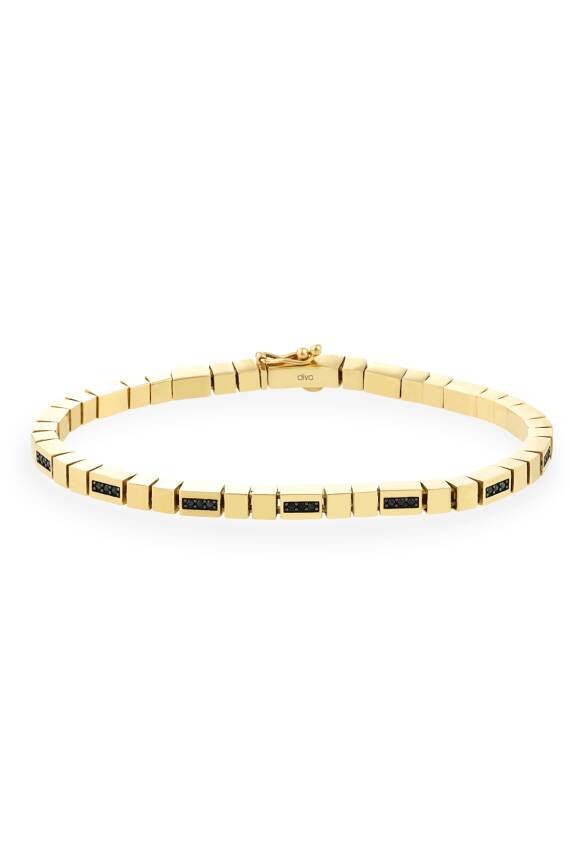 14 Ayar Altın Siyah Taşlı Erkek Bileklik - 1