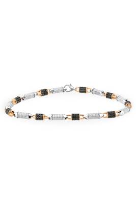 14 Ayar Altın Siyah Taşlı Erkek Bileklik - Diva