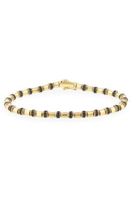 14 Ayar Altın Siyah Taşlı Erkek Bileklik - Diva