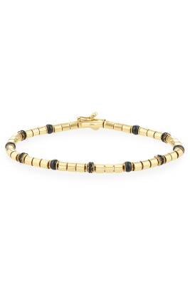 14 Ayar Altın SiyahTaşlı Erkek Bileklik - Diva