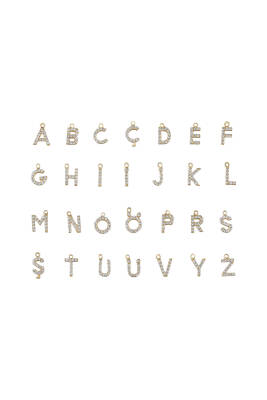 14 Ayar Altın Taşlı Harf Kolye - 2