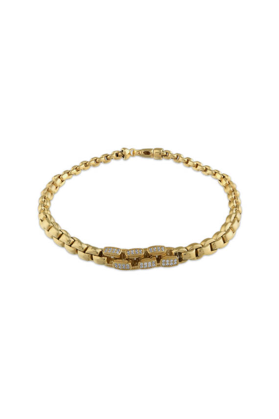 14 Ayar Altın Taşlı Zincir Bileklik - 1